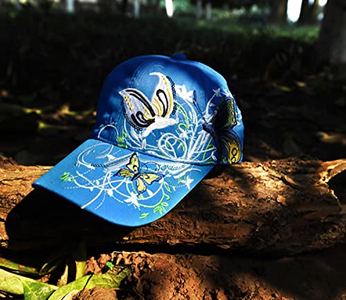 Trucker Hats California H Womens Hat Trendy Creativity Flowers Butterfly Sequins Embroidered Baseball Cap Blue #TOP3