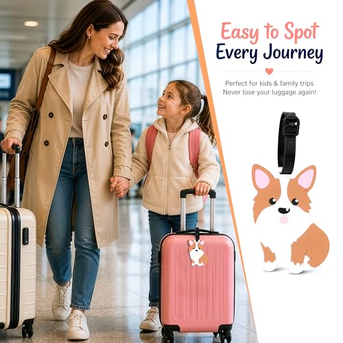 Image of Storite Silicone Luggage Tags | Cute Character Tag with Black Strap (Puppy Tag)