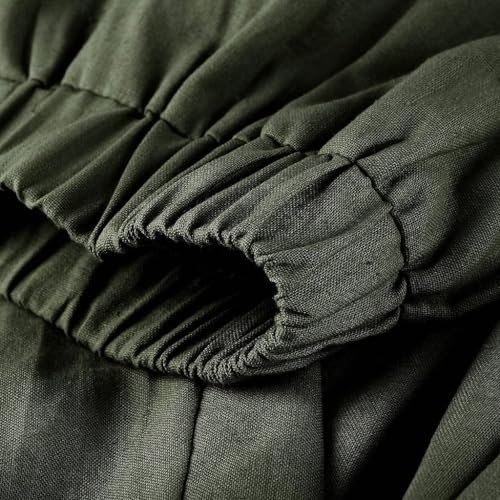Image of DMOYALA Linen Pants for Women Summer Casual Wide Leg Capri Pants Loose Fit Palazzo Pants Cropped Beach Pants with Pockets