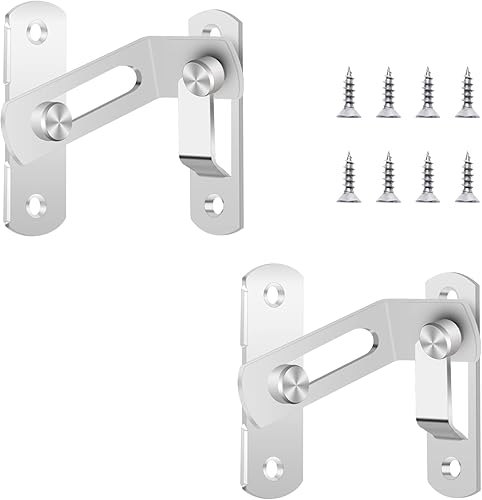 Miniatura 8 de Paquete de 2 pestillos de puerta de granero, 2.76 x 1.97 pulgadas, cierre de puerta abatible de acero inoxidable negro mate, cierre de puerta