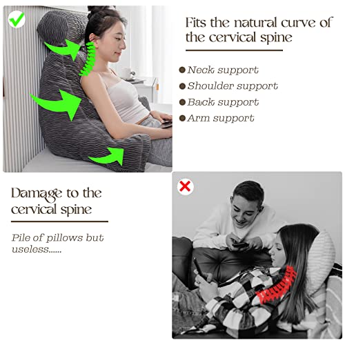 Turnextte Xlarge Bed Reading Pillow, Back Support Pillow With Arms For Sitting In Bed, Backrest Pillow With Soft Velvet 3D Cover, For Reading, Gaming, Watching Tv, Working On Laptop, Grey #TOP6