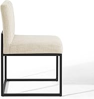 Vista 7 de Modway Carriage Channel - Silla de comedor de tela tapizada con base de trineo capitoné