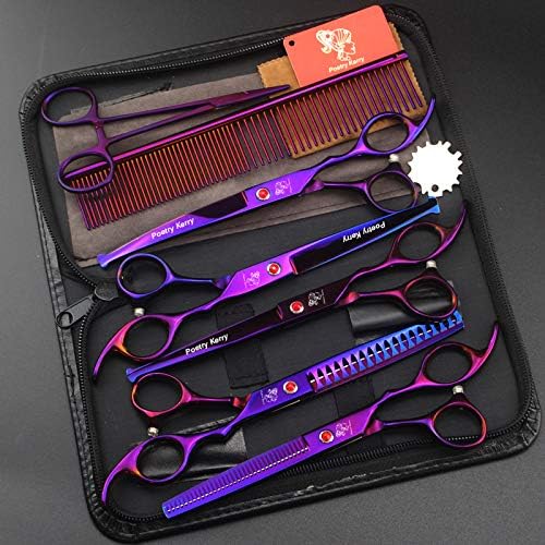 high-end Professional pet Care 7.0 inch pet Scissors 440C Steel Purple (Set4)