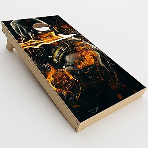 Skin Decals Vinyl Wrap for Cornhole Game Board Bag Toss (2xpcs.) / Scorpion with Flaming Sword