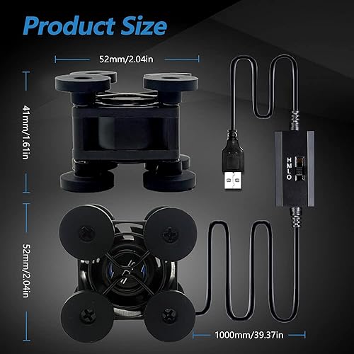 Miniatura 3 de Mini ventilador USB compacto de 1.575 in x 0.787 in, para equipo de realidad virtual, acuario, roku, enrutador, frambuesa pi, cosplay, ventilación