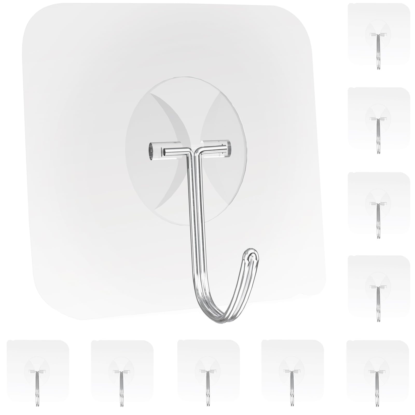 Latoxcaa Große Klebehaken Extra Stark zum Aufhängen Heavy-Duty 10KG(Max), Klebehaken Transparent und Ablösbar, Wasserdicht und Rostfrei Haken Selbstklebend für Badezimmer, 10 Stück