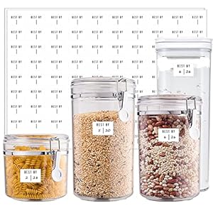 180 Expiration Date Labels, Waterproof Use by Food Date Labels Best by Pantry Labels Freezer Refrigerator Labels with Write-in Area for Spice Jars, Food Storage, Food Contianers(White)