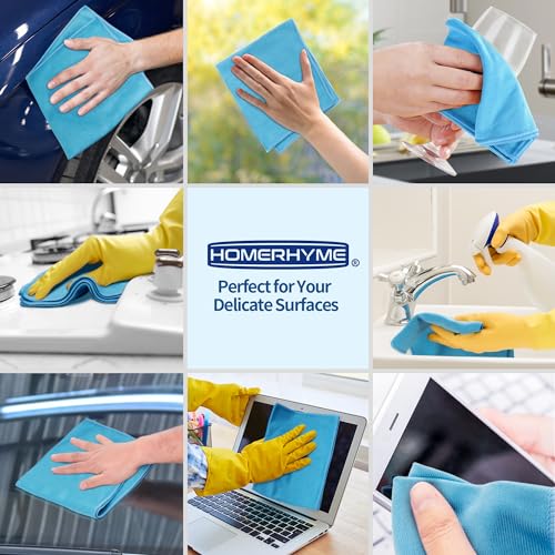 image for HOMERHYME Microfiber Glass Cleaning Cloth - 12 Pack, 16