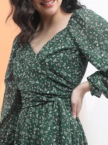 Image of Tokyo Talkies Women's Long Sleeves Sweet Heart Neck Printed Dresses | Stylish Dresses | Casual Dresses