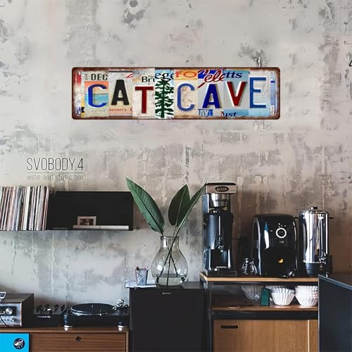 Vintage Cat Cave Metal Tin Street Sign,Novelty Home, Room, Wall, Bathroom, Bar, Cafe, Garage, Farmhouse Decor (cat cave) - Thumbnail 5