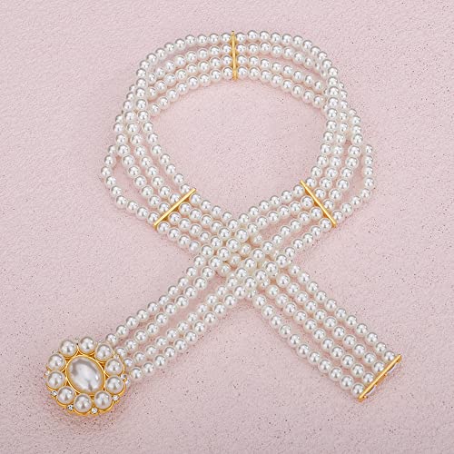 Wiwpar Sexy Elastic Crystal Pearl Belt Waist Chain Sashes Belt Adjustable Rhinestone Waist Belt for Christmas Dress Belt for Women4