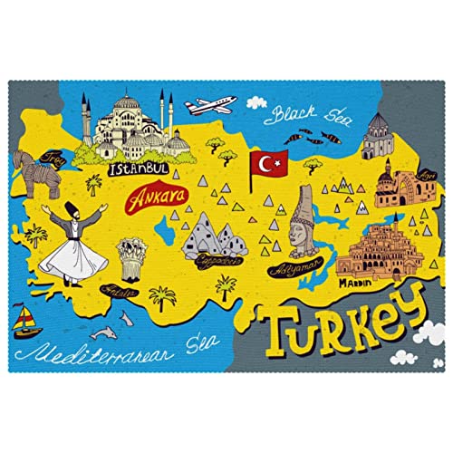 Set de table Turquie résistant à la chaleur et antidérapant 6 pièces