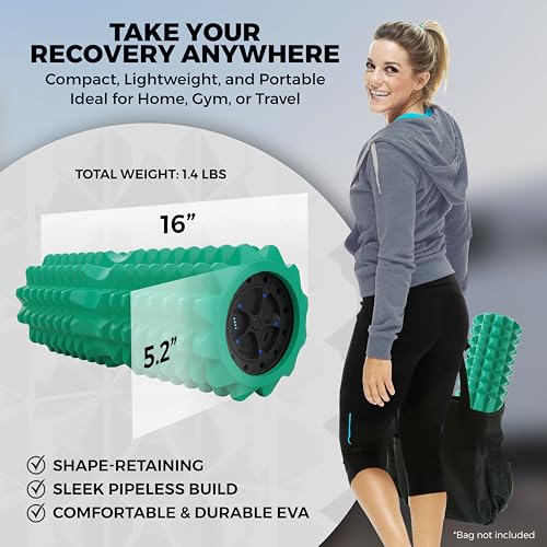 Rolo de espuma vibratória – Rolo ergonômico de ponto de gatilho para fitness, terapia corporal e rec