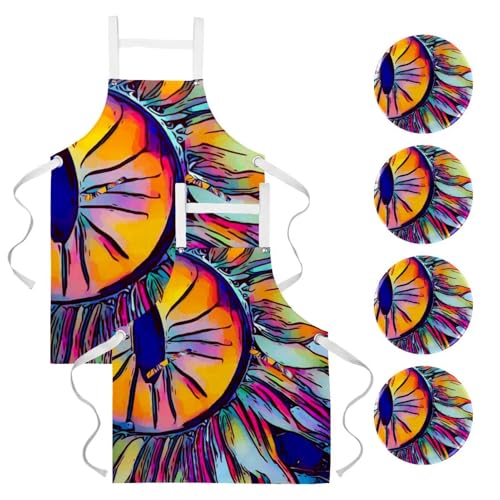 Tablier de serveuse multicolore idéal pour le bistrot et la pâtisserie