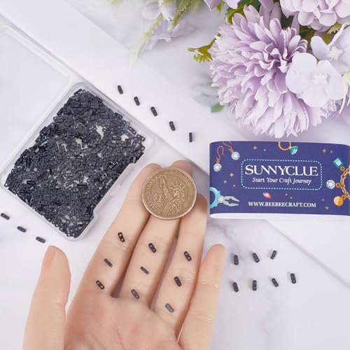 SUNNYCLUE 1 Box 500Pcs Half Tila Beads Black Square Seed Beads Bulk 2 Hole 1/2 Tila Cut Mini Japanese Glass Flat Rectangle Spacer Seed Beads for Jewellery Making Bracelets Necklaces Women DIY Crafts - Image 3
