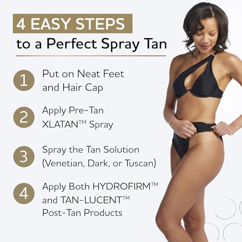 Norvell Spray Tan Starter Pack – Complete Sunless Tanning Kit with Professional Tanning Solutions, Pre and Post-Tan Care, Neat Feet, Hair Caps and Drying Powder - Thumbnail 4