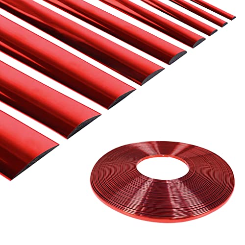 16Ft Chrome Red Car Motor Bike Self-Adhesive Exterior And Interior Molding Trim Universal Dashboard Bumper Window Door Body Side Decorative Strip Scratch-Proof (Width: 5/16 Inch (8Mm)) #TOP16