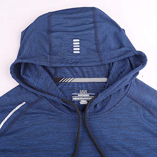Muscle Alive Men's Bodybuilding Long-Sleeve Hoodie Running Sweatshirts Dry Fit Performance Stretchy Polyester And Spandex Color Blue Size 2Xl #TOP3
