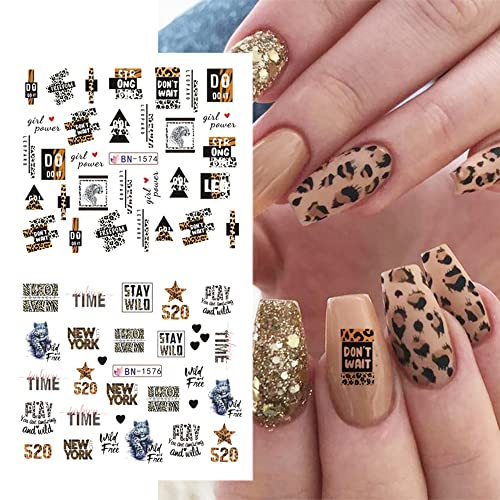 12 Sheets Leopard Print Nail Art Stickers Animal Leopard Design Water Transfer Nail Decals Geometric Heart Lips Star Pattern Spring Acrylic Water Foils Nail Decals For Women Manicure Tips #TOP3