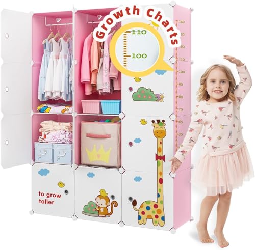 Image of LUHI Plastic Wardrobe for Kids Clothes - Durable, Easy to Use Anti-Skid & Non-Slip Effective Professional Collapsible Wardrobe, Plastic Cupboard for Kids, Foldable Almirah (M4 White, 12 Door)
