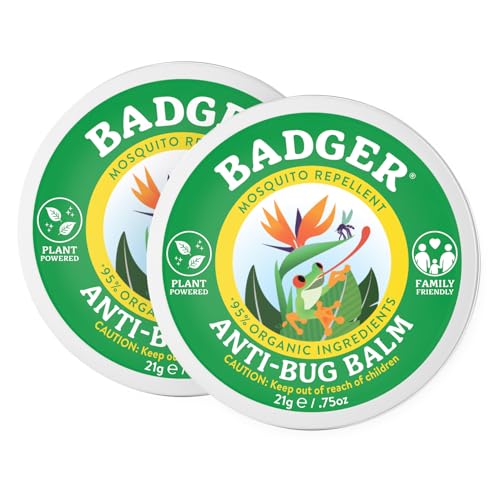 Badger Bug Repellent Tin, Organic Deet-Free Mosquito Repellent with Citronella, Family Friendly Pleasant Smelling Insect Repellent, Easy to Use Travel Size, .75 oz Tin, 2-Pack