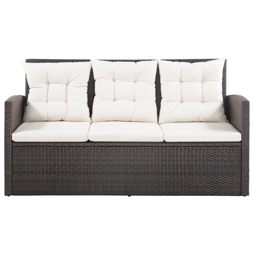 Sofa Terraza Exterior, Conjunto Jardín de Ratán, Sofas Exteriores de Jardin, Sofa de Jardin, Set sofás de jardín 5 Piezas y Cojines ratán sintético marrón