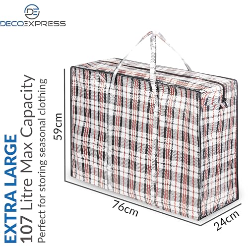 DECO EXPRESS Wäschesack Groß mit Reißverschluss XXL 8er-Pack, 75L Aufbewahrungstasche Groß für Kleidung und Bettwäsche Aufbewahrung, Wäschebeutel Reise und Umzugstasche (76 X 59 X 24 CM)