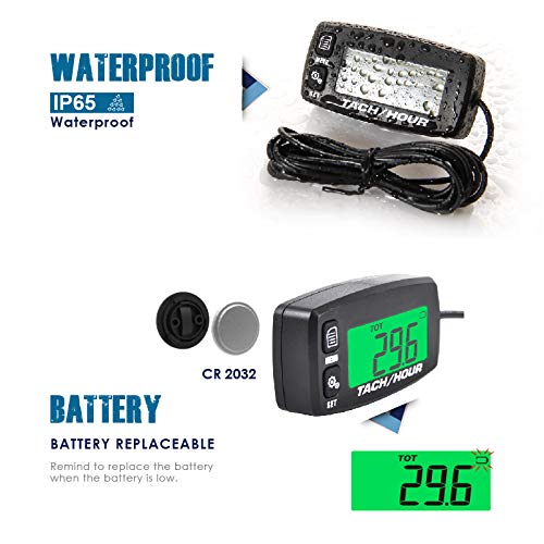 Diagram illustrating how to wrap the signal wire around a spark plug wire for RPM detection, along with a table of programmable engine firing patterns.