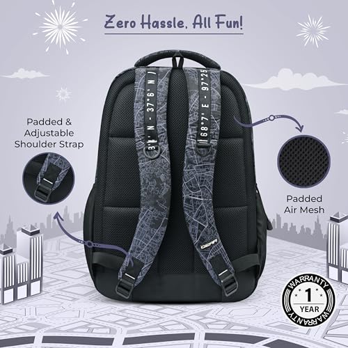 Image of Gear Cityscape 19 inch /40L Large Water Resistant School Bag | Casual Backpack | Daypack | Travel Backpack | Kids Bag for Boys /Girls (Black - Black)
