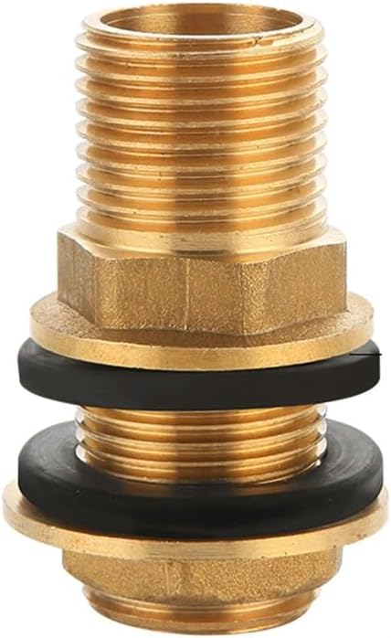 Bulkhead Fitting Connector Tank Water Hose Rain Threaded Brass Adapter Double Head Outer Wire, for Garden Fittings Spigot Drain Part Tubs Copper(OD 32mm)