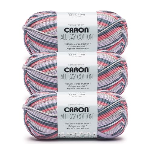 Image of Caron All Day Cotton Morning Air Yarn - 3 Pack of 100g /3.5oz - 100% Mercerized Cotton - #4 Worsted (Medium) - 173 Yards - Knitting /Crochet