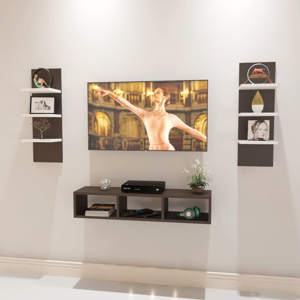 ESTANTERIA Paradise Engineered Wood Tv Entertainment Wall Unit (Standard, Wenge & White), 25 Centimeters, 11 CM, 4 CM