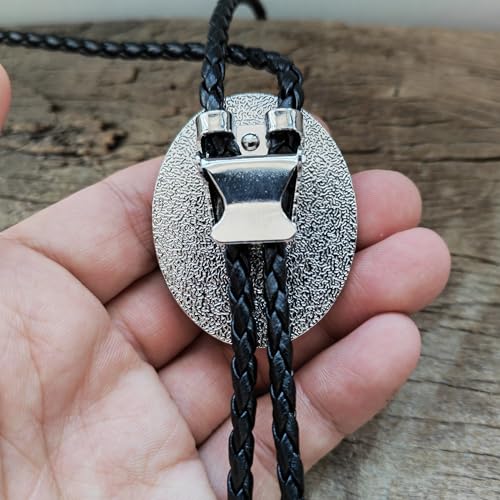 Image of Turquoise Agate Granite BOLO Tie for Men Women Leather Wedding Necklace Western Cowboy Necktie