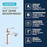 GROHE Dice, Waschtischarmatur, wassersparend (Wasserhahn für das Bad, Badarmatur mit Zugstangen-Ablauf, 15cm hoch, mit 3in1 Werkzeug, einfache Installation am Waschbecken), chrom, 1018560000 – Ansicht 4