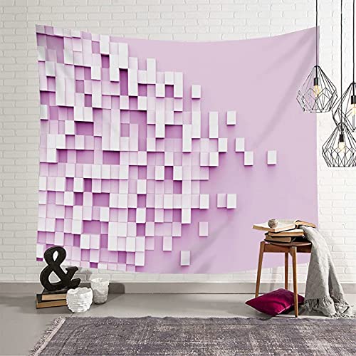 Tapiz de pared rosa KnSam de 150x130 cm: poliéster resistente y diseño geométrico elegante