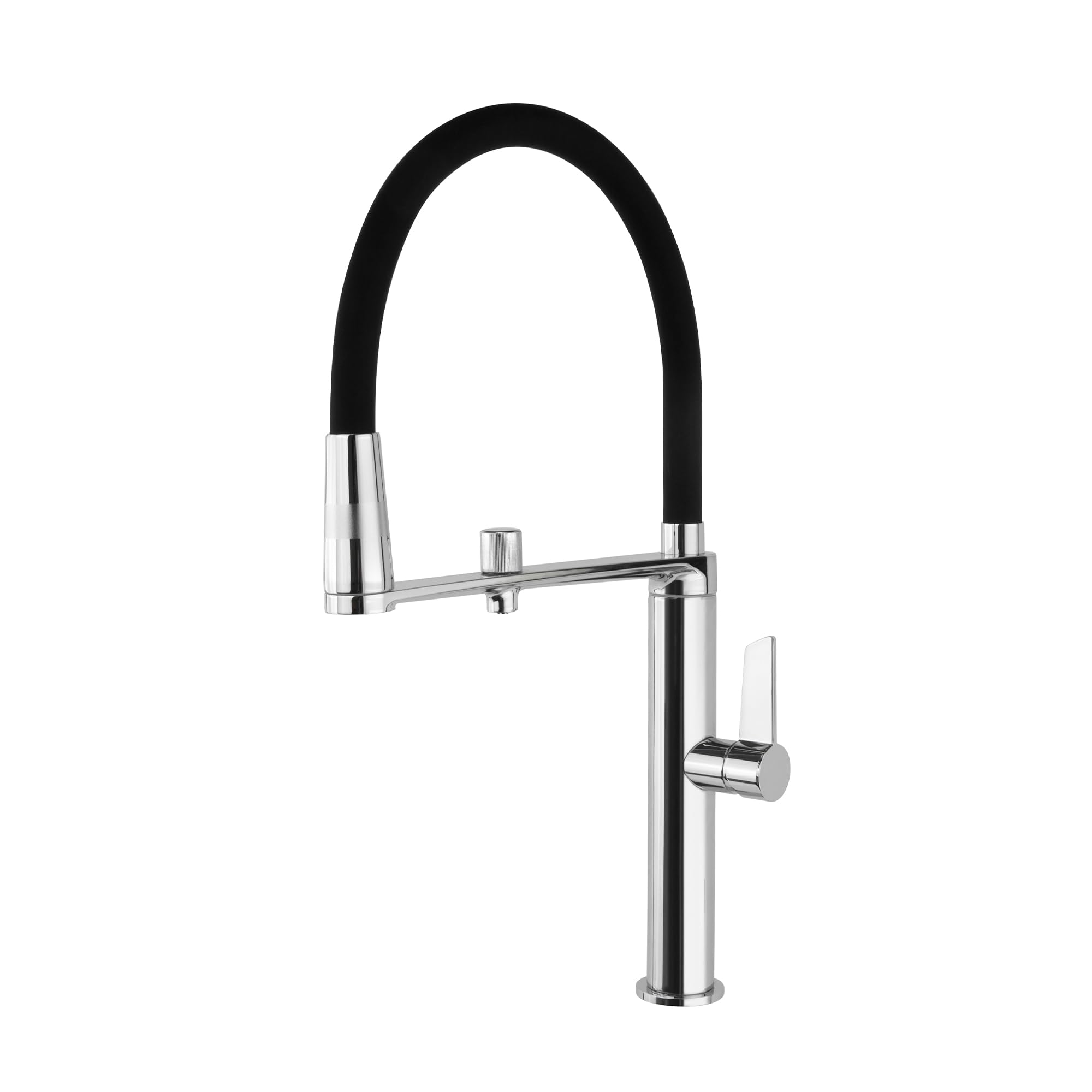 Ramon Soler Grifo Fregadero Cocina Profesional Monomando Cromado con Circuito de Agua Purificada Flexible de Silicona Negro