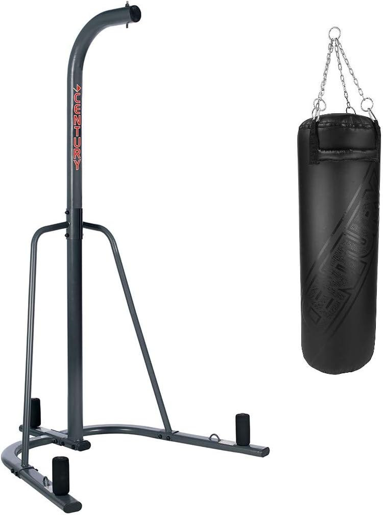 Century 100lb Heavy Bag with Stand | Ships in Two Boxes |Oversized Hanging Punching Bag with Stand | Adult Boxing Bag Combo for Boxing, Martial Arts, MMA, Cardio Workouts