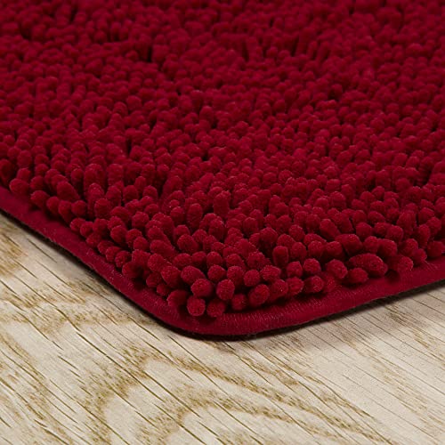 Lavish Home 2 Piece Memory Foam Shag Bath Mat Set - Burgundy #TOP4