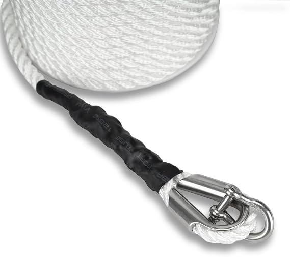 Marine System Made Nylon 3 Strand Anchor/Rigging Line Anchor Rope 3/8 Inch 100FT 150FT White (3/8 x 150')
