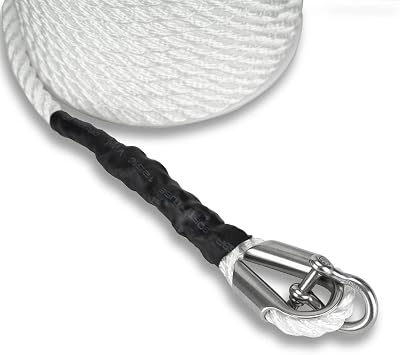 Marine System Made Nylon 3 Strand Anchor/Rigging Line Anchor Rope 3/8 Inch 100FT 150FT White (3/8 x 150')