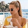 FEISEDY Trendy Oval Sunglasses Womens, Men Retro 90s Cat Eye Chic Shades B9175 #2