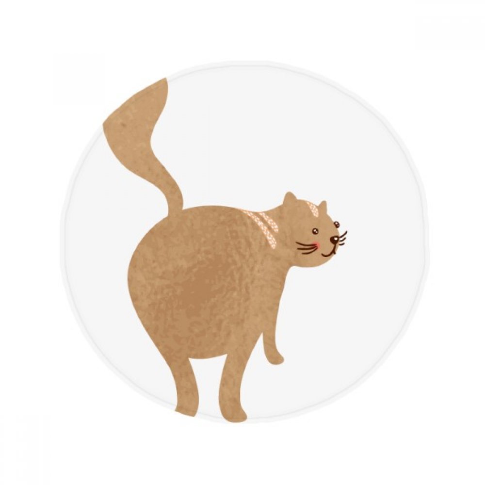 Tapis ronde animal chat marron 50x50cm antidérapant pour le sol de la cuisine ou du salon