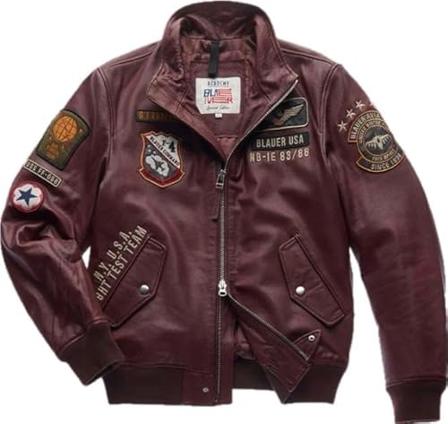 Blauer -BOMBER DE CUERO ACADEMY KAI, Marron Glace, L