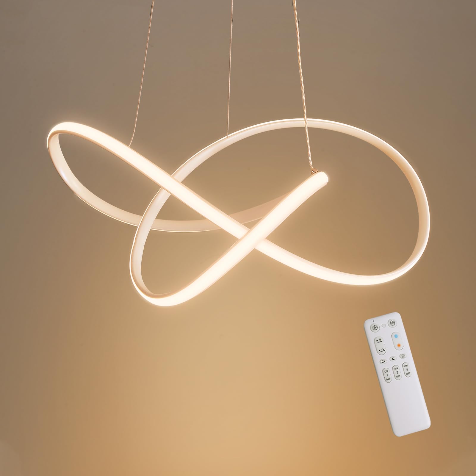 Lámpara Colgante LED Moderna Regulable 3000K-6000K 30W LED Lampara Techo Colgante Lamparas de Techo Salon Con Control Remoto Brillo Ajustable