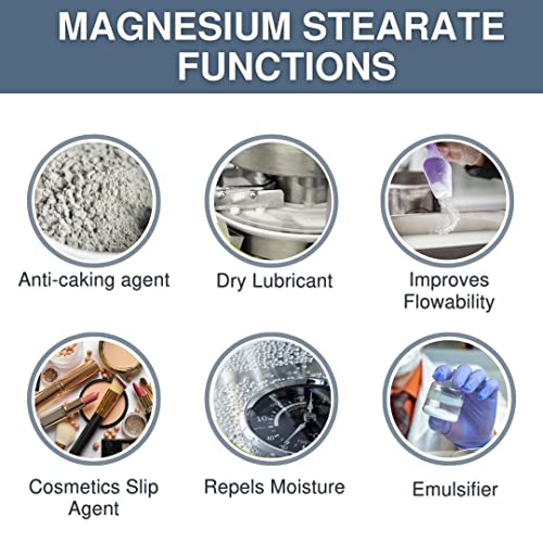Magnesium Stearate Powder - Dry Lubricant - 5Kg (11 Lbs) Anti-Sticking & Flowing Agent For Tablet Press Machine & Capsule Filler Pill Mix - Halal - Kosher - Vegan #TOP3