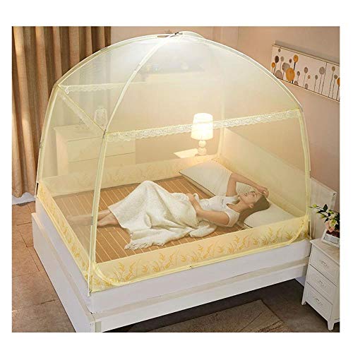 Preisvergleich Produktbild GET Moskitonetz für Bett Sommer tragbare Insektenschutzmittel Moskitonetz Zelt Maschennetz für Bett, weißer quadratischer Boden, 1,8 m (6 Fuß) Bett