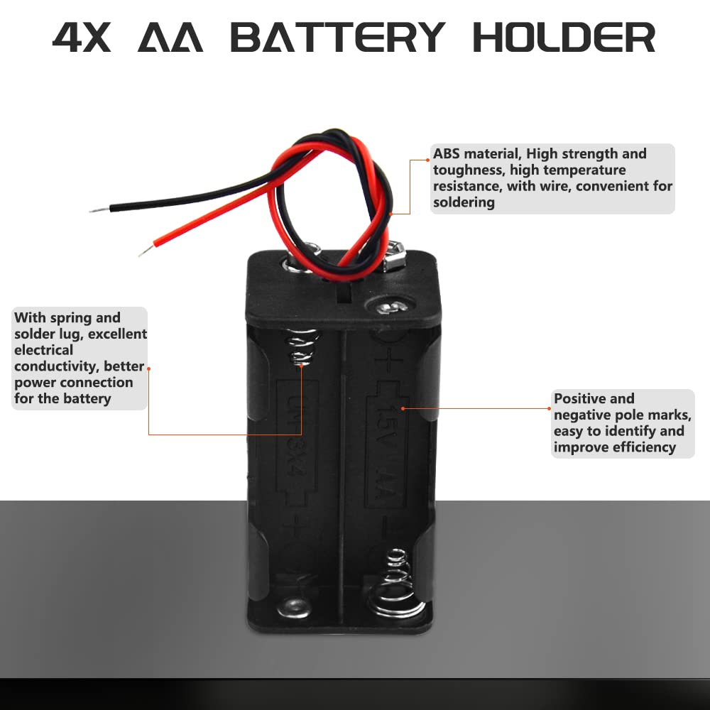 Wandisy Verrückter 5 Stück Batteriefach 3 Slot Schwarz Batteriehalter Mit 2 Anschlussdraehten Allzweck 1039720671