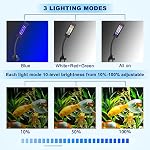LED Aquarium klemmlampe mit Timer, Clip Beleuchtung Vollspektrum [RGB + Weiß Licht] 10 Helligkeitsstufen Dimmbar, Klemmleuchte Aquariumlampe für 20-30CM Fisch Tank, Schwarz – Bild 4