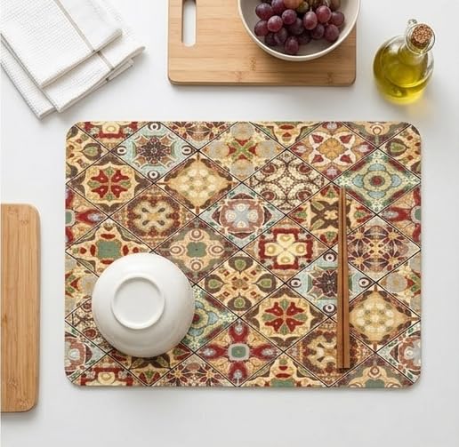 Image of HomeCloud Dish Drying Mat for Kitchen Counter - Super Absorbent, Non-Slip & Heat-Resistant - Quick Dry Rack Pad for Dishes, Utensils, Coffee Maker - Stain-Hiding Design (Pale, 40x50cm)