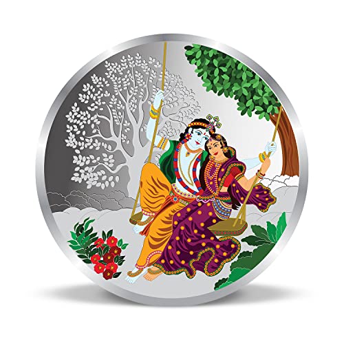 Image of Precious Moments Radha Krishna Silver Coin 10 Gram | 20 Gram | 50 Gram | 100 Gram BIS Hallmarked Round Square Flower Shaped 999 Purity with Gift Box by ACPL